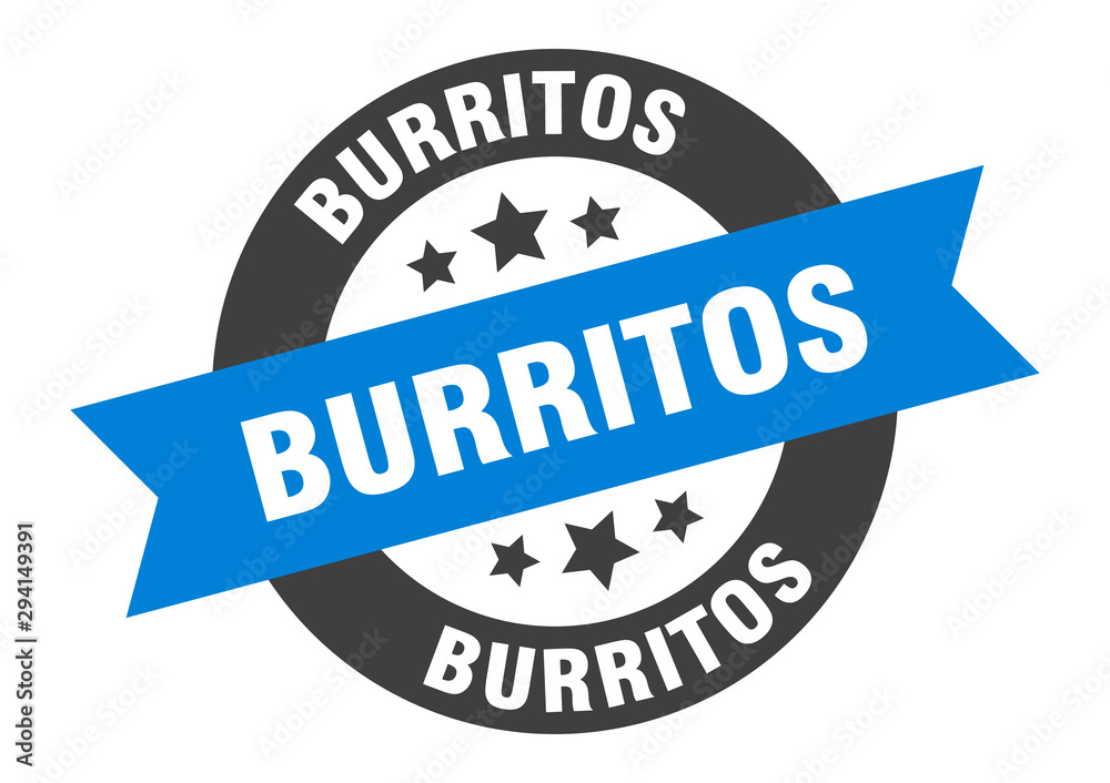 Fototapeta premium burritos sign. burritos blue-black round ribbon sticker