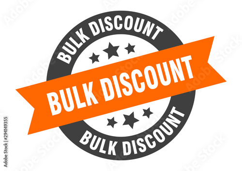 bulk discount sign. bulk discount orange-black round ribbon sticker