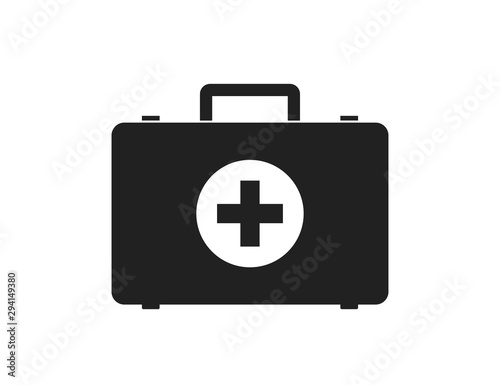 First aid medical briefcase isolated vector icon sign or simbol. Medical health care. Flat vector icon. First aid kit. Medicine concept.