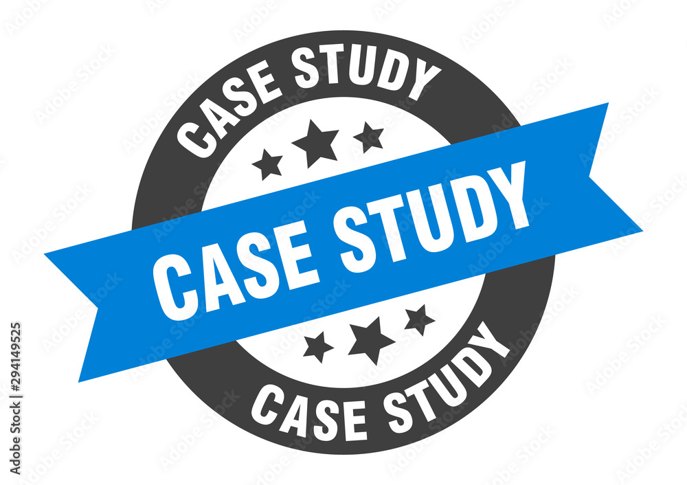 Fototapeta premium case study sign. case study blue-black round ribbon sticker