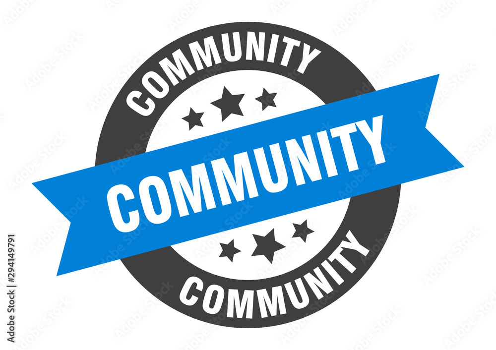 Fototapeta premium community sign. community blue-black round ribbon sticker