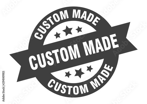 custom made sign. custom made black round ribbon sticker