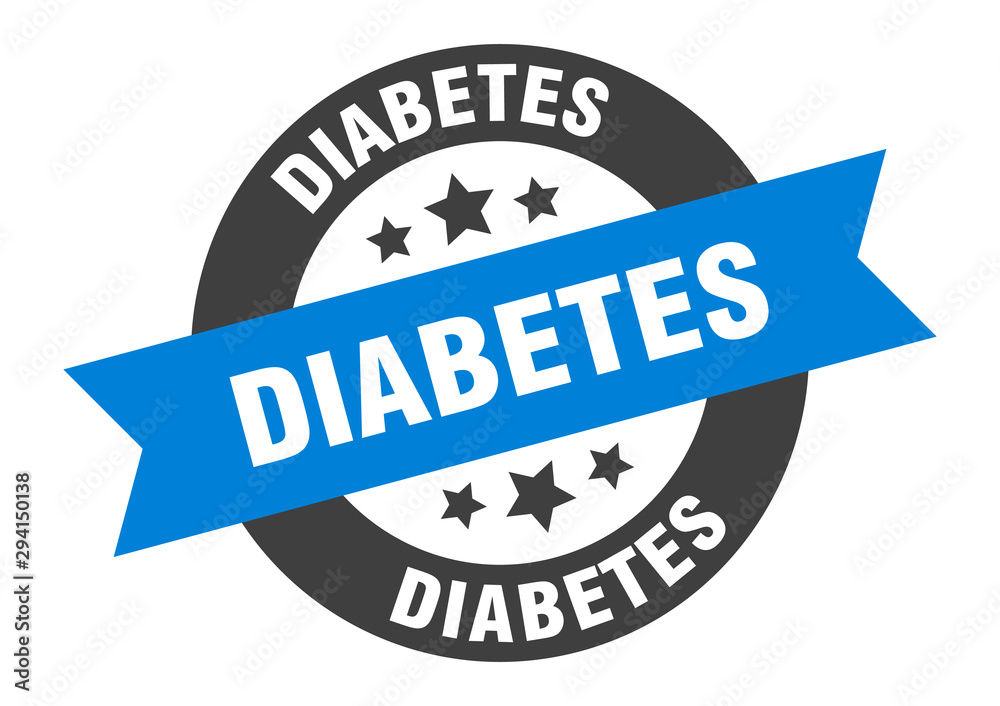 Fototapeta premium diabetes sign. diabetes blue-black round ribbon sticker