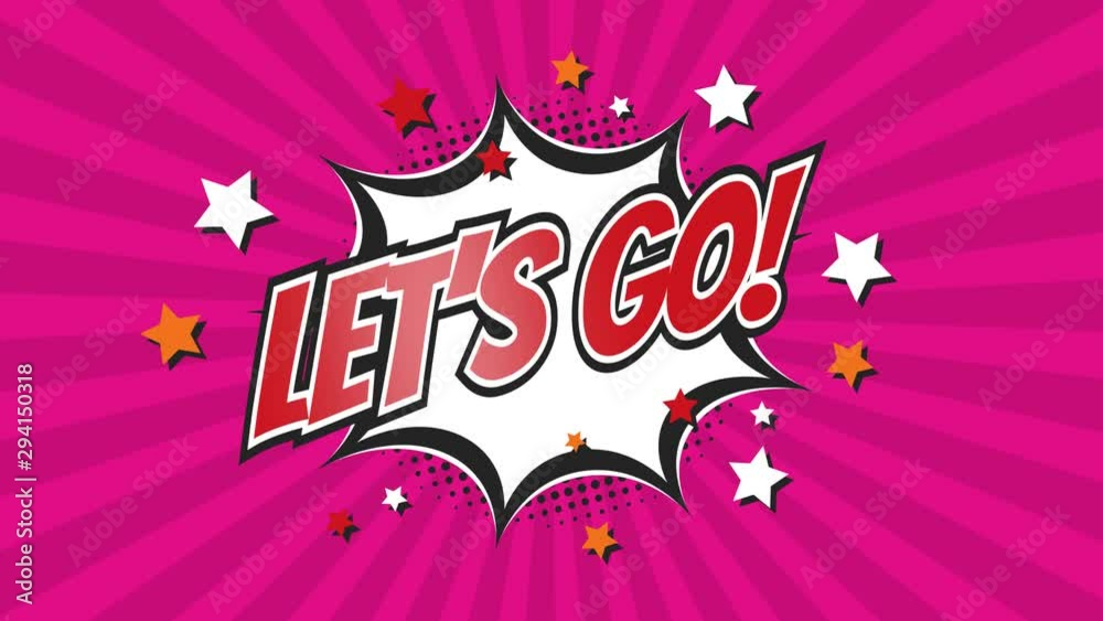 Let's go - Comic Pop Art text video 4K, chroma key version included. 