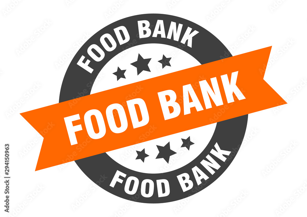 Fototapeta premium food bank sign. food bank orange-black round ribbon sticker