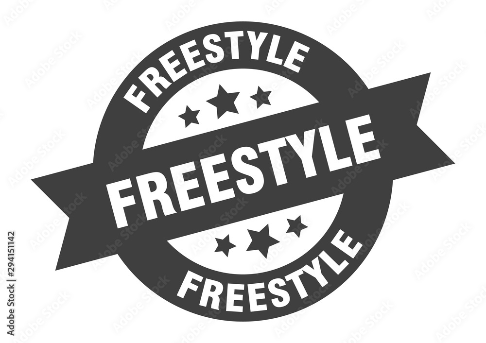 freestyle sign. freestyle black round ribbon sticker