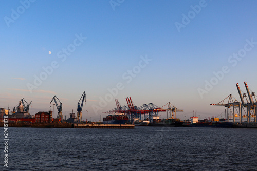 Hamburg harbour during golden hour  © CassidyTe