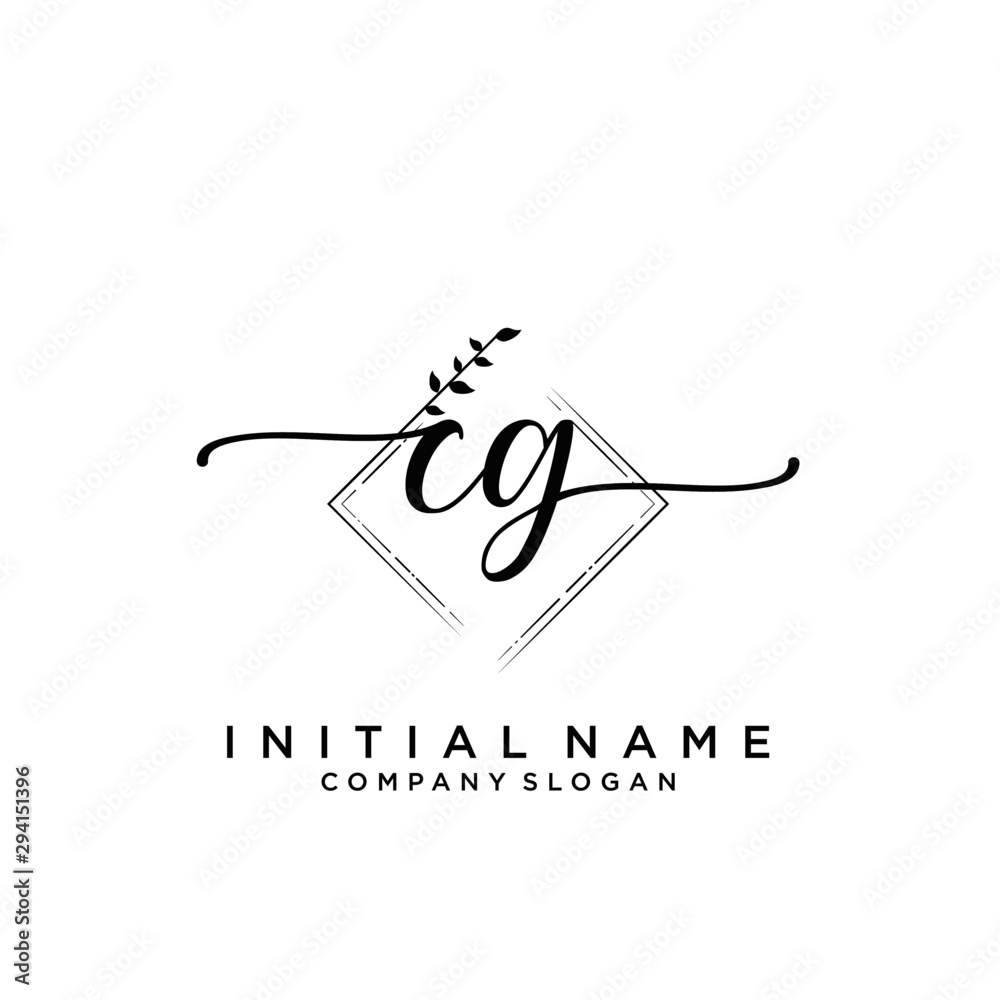 Fototapeta premium CG Beauty vector initial logo, handwriting logo.