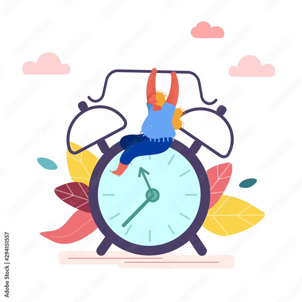 Φωτογραφία Time Management Concept, Woman Holding Clock Alarm