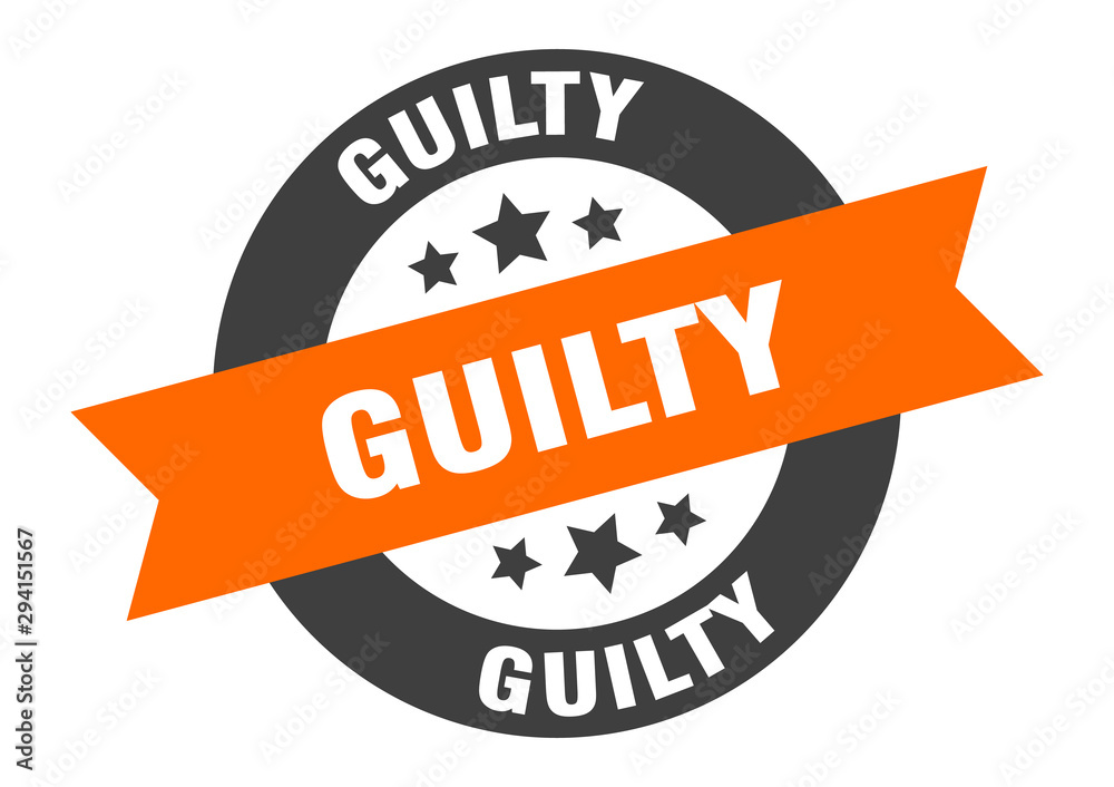 Fototapeta premium guilty sign. guilty orange-black round ribbon sticker
