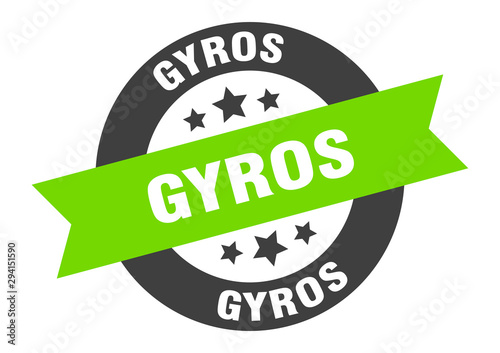 gyros sign. gyros black-green round ribbon sticker