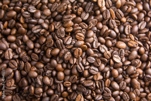 Roasted Coffee Beans background, Brown coffee beans for can be used as a background. © Achira22