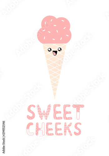 Sweet Cheeks lettering with ice cream