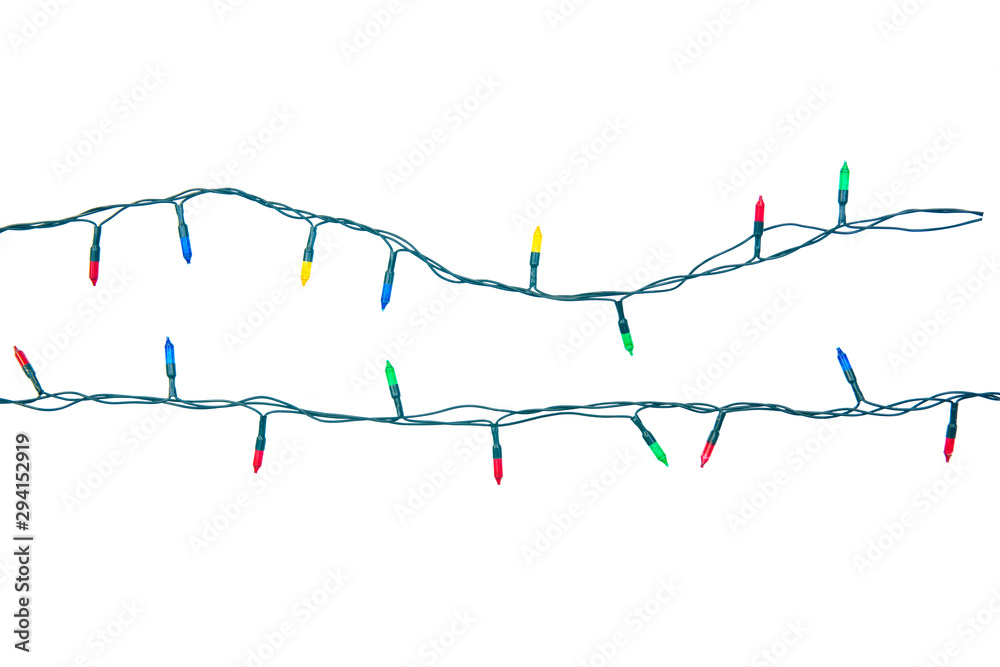 String of christmas lights isolated on white background With clipping path. String of christmas lights isolated on white background With clipping path.