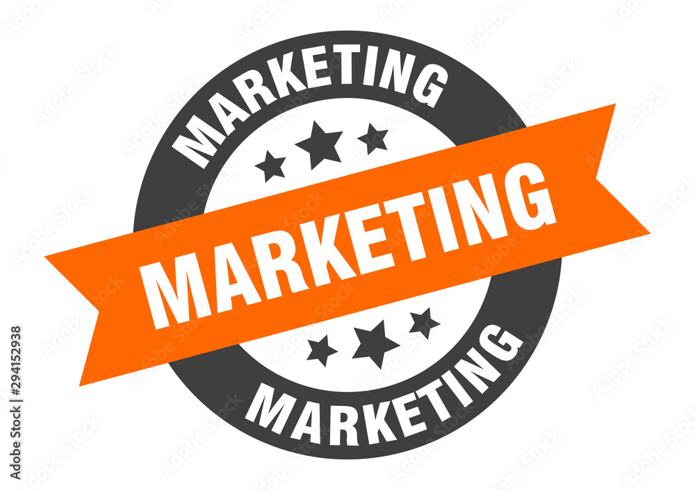 Fototapeta premium marketing sign. marketing orange-black round ribbon sticker