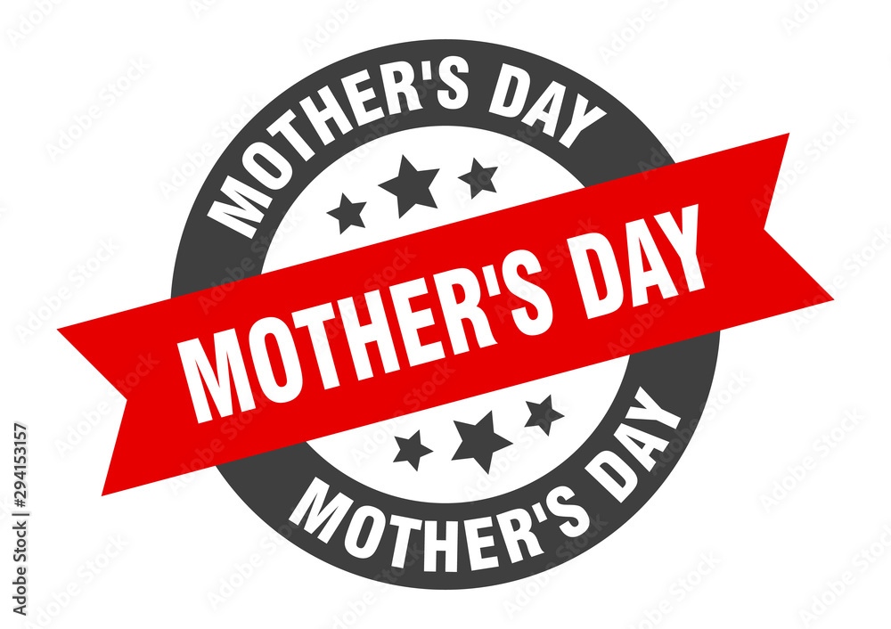 Fototapeta premium mother's day sign. mother's day black-red round ribbon sticker