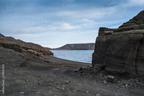 Desserted landscape in Iceland on a frosty morning.