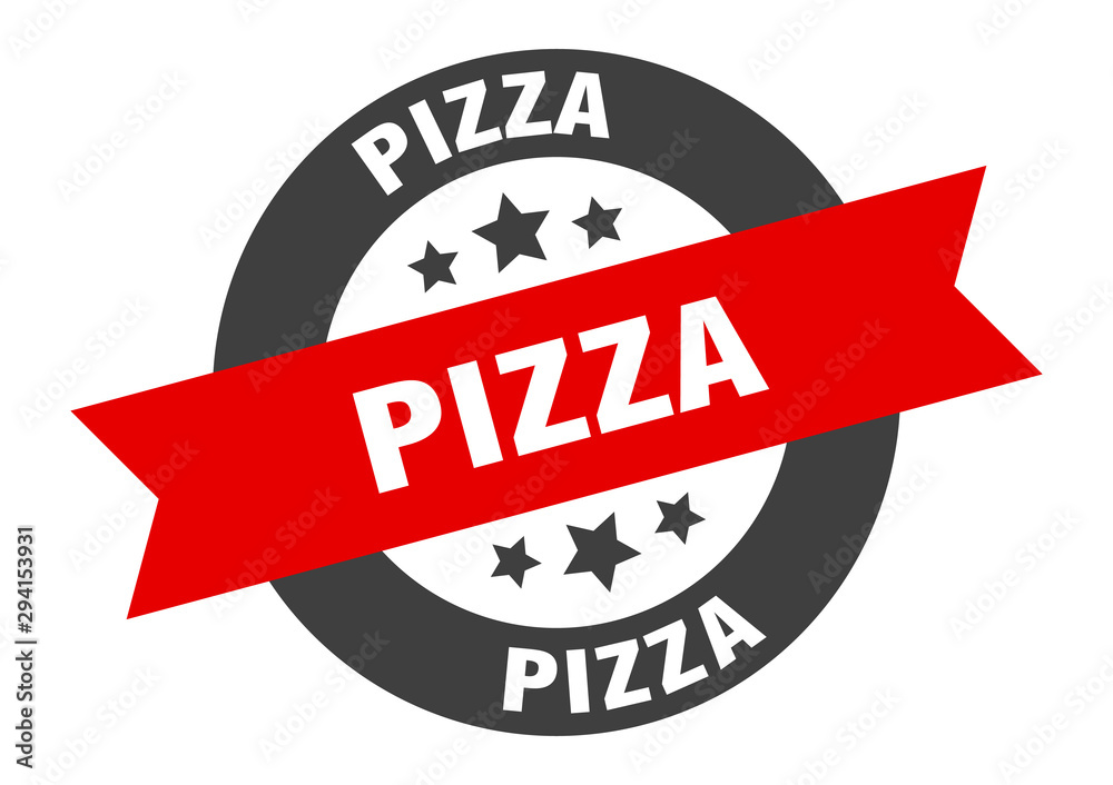 Fototapeta premium pizza sign. pizza black-red round ribbon sticker