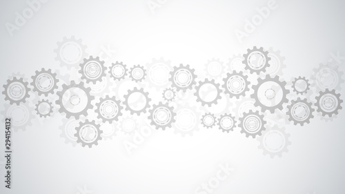 Cogs and gear wheel mechanisms. Hi-tech digital technology and engineering. Abstract technical background.
