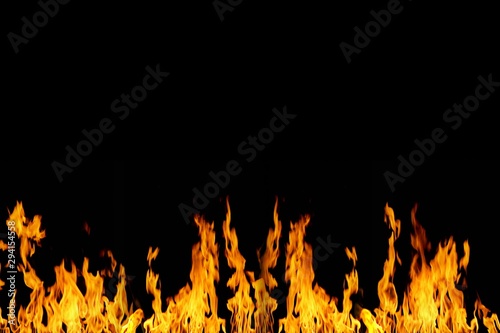 real fire flames burn movement on black background