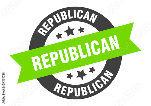 republican sign. republican black-green round ribbon sticker