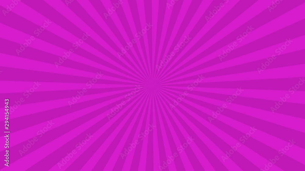Fuchsia sun rays rotating. Pop art and comic style backgound animated 4K.