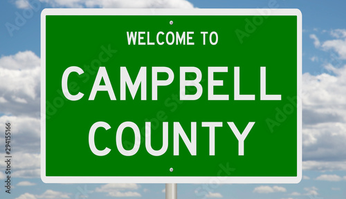 Fotografie Rendering of a green 3d highway sign for Campbell County
