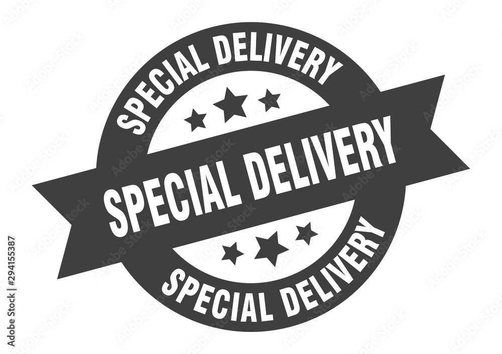 Fototapeta premium special delivery sign. special delivery black round ribbon sticker
