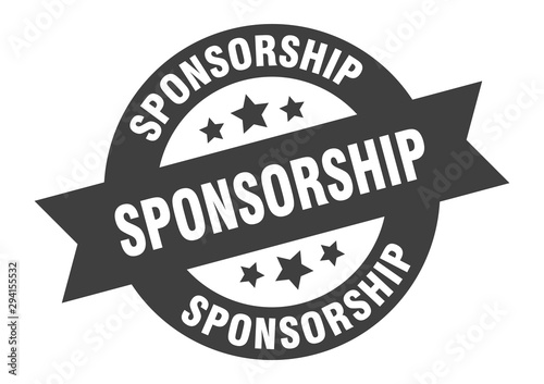 sponsorship sign. sponsorship black round ribbon sticker