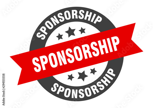 sponsorship sign. sponsorship black-red round ribbon sticker