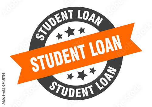 student loan sign. student loan orange-black round ribbon sticker