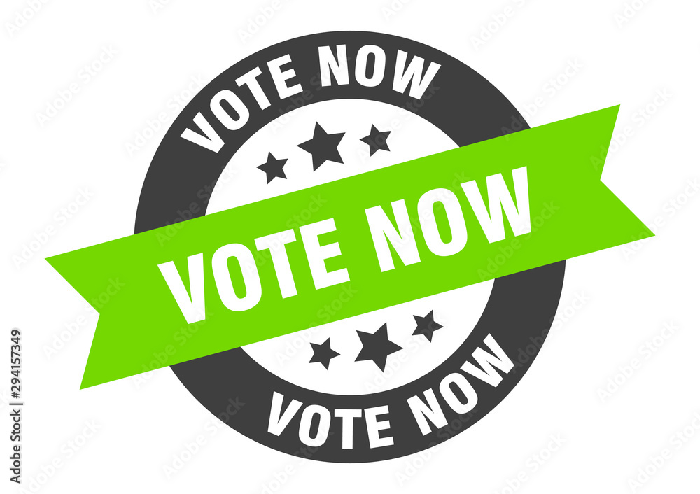 Obraz premium vote now sign. vote now black-green round ribbon sticker