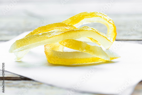 Candied lemon peel on paper