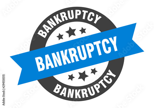 bankruptcy sign. bankruptcy blue-black round ribbon sticker