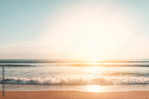 Tropical beach with smooth wave and sunset sky abstract background фототапет