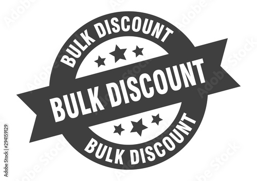 bulk discount sign. bulk discount black round ribbon sticker