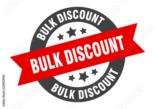 bulk discount sign. bulk discount black-red round ribbon sticker