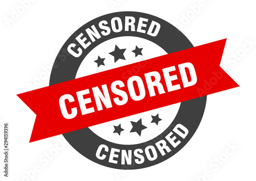 censored sign. censored black-red round ribbon sticker