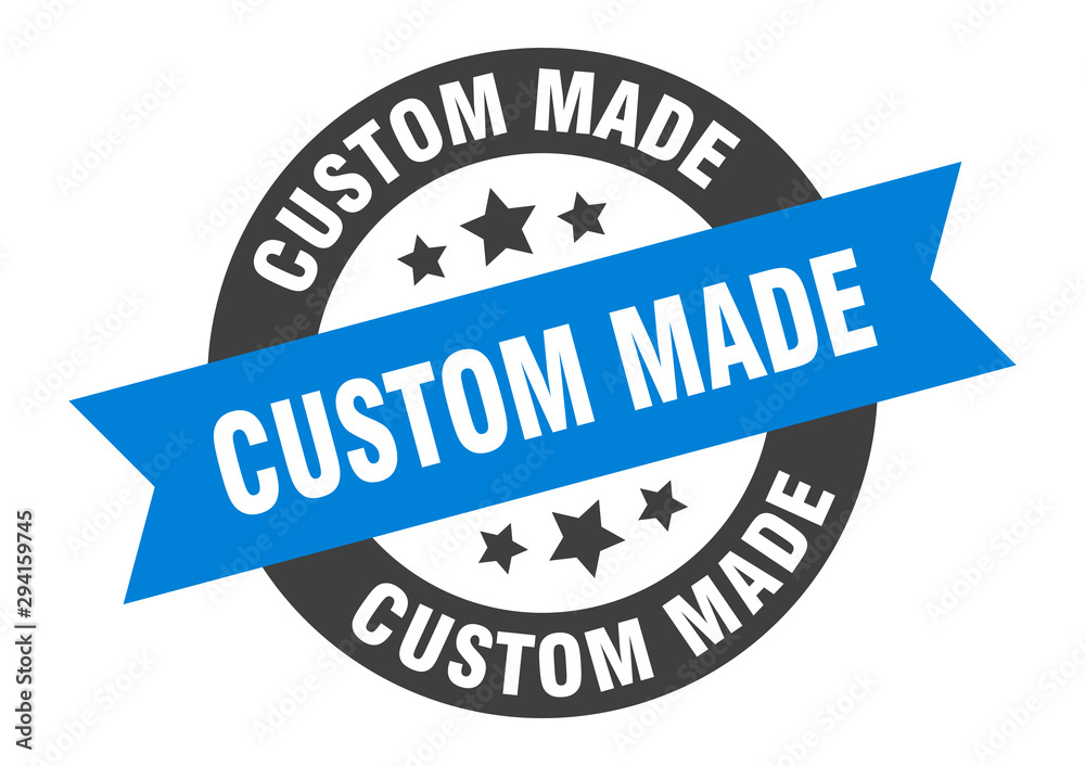 Fototapeta premium custom made sign. custom made blue-black round ribbon sticker