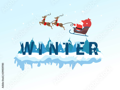 winter lettering with santa claus