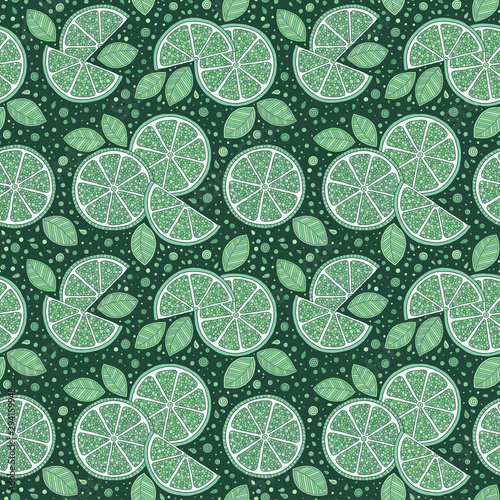 Lime seamless pattern. Colorful sketch limes.