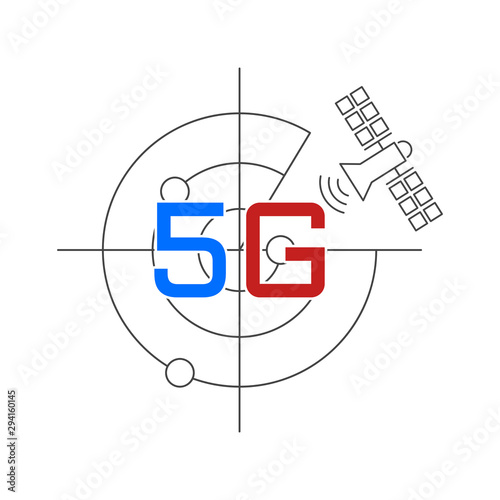 Fifth Generation Wireless Internet Network Connection Information Technology Illustration. 5G Flat Icon Isolated on white background. Mobile devices telecommunication business web networking. 