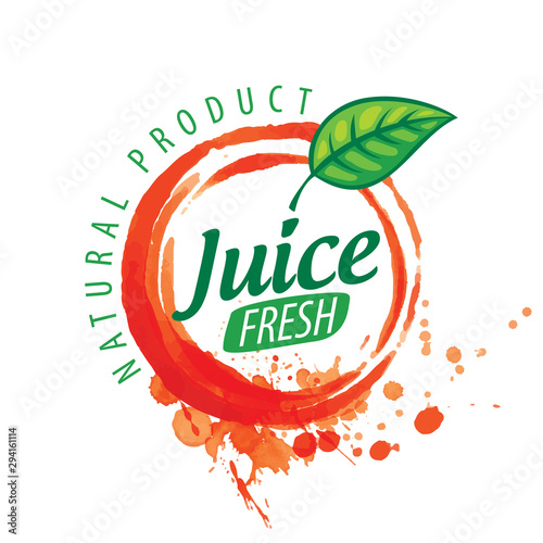 Vector logo orange juice splatter on white background