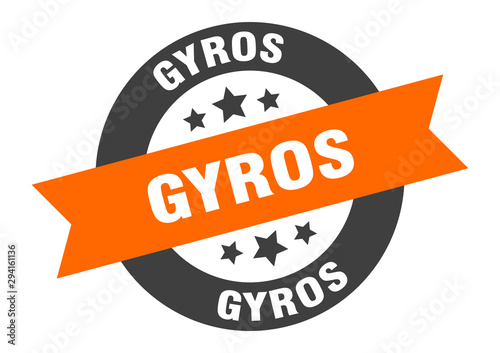 gyros sign. gyros orange-black round ribbon sticker