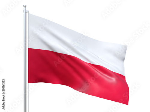 Free Download Poland flag waving on white background, close up, isolated. 3D render - GFXLoad