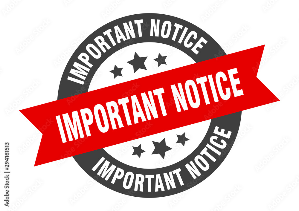 Fototapeta premium important notice sign. important notice black-red round ribbon sticker