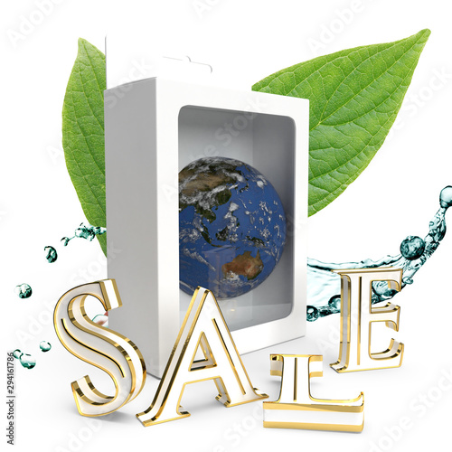 illustration of 3d globe with white letters