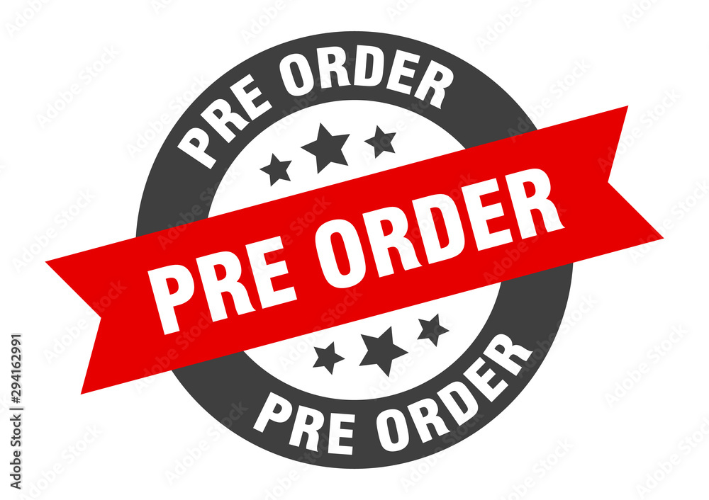 Fototapeta premium pre order sign. pre order black-red round ribbon sticker