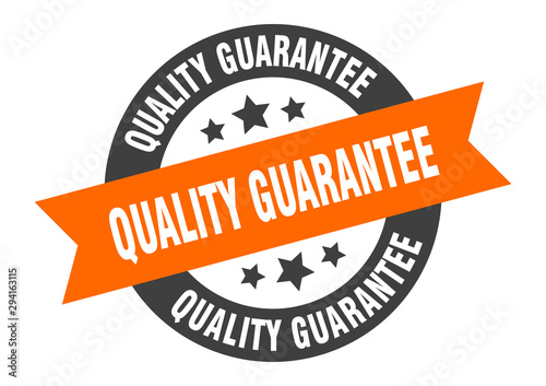 quality guarantee sign. quality guarantee orange-black round ribbon sticker