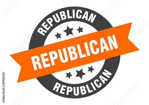 republican sign. republican orange-black round ribbon sticker